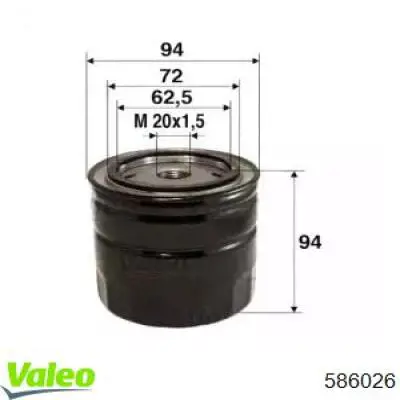 Масляний фільтр двигуна VALEO 586026 ціна, від 7.69 USD
