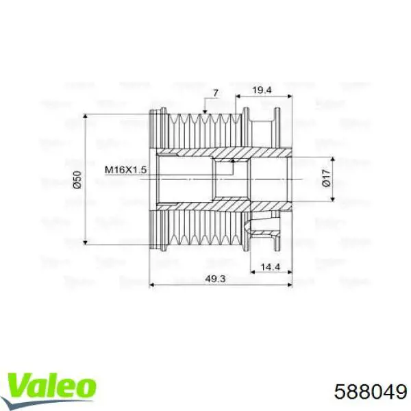 Шків генератора 588049 VALEO
