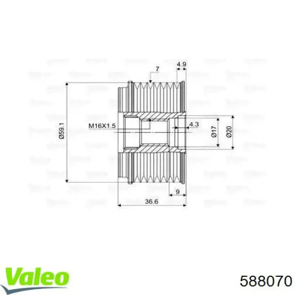 Інерційний шків VALEO 588070 ціна, від 18.17 USD