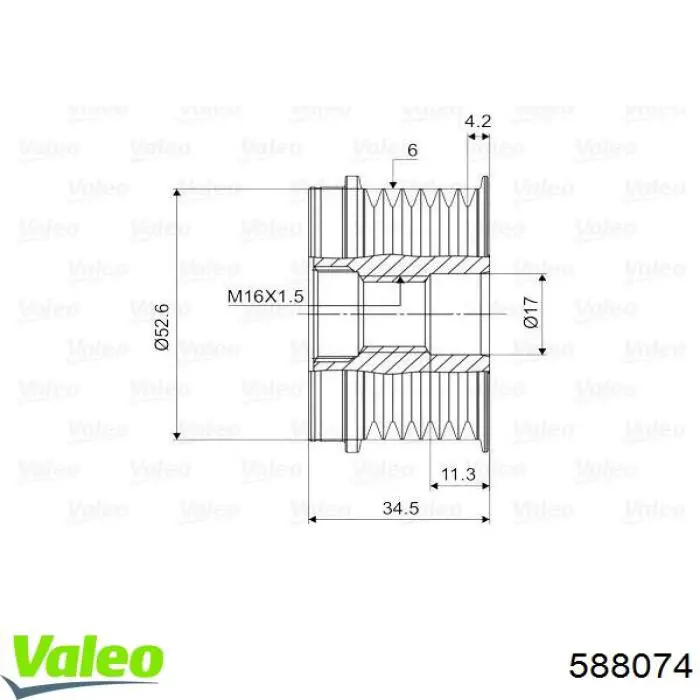 Шків генератора 588074 VALEO