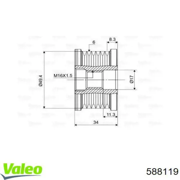 588119 VALEO Обгонна муфта генератора