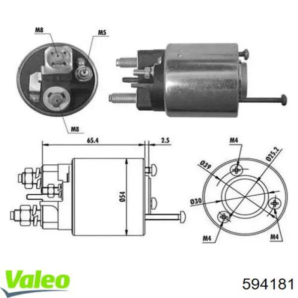 594181 VALEO Тягове реле стартера