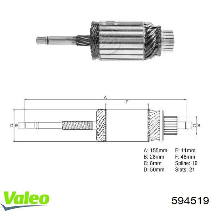 Купити 594519 VALEO Якір (ротор) стартера