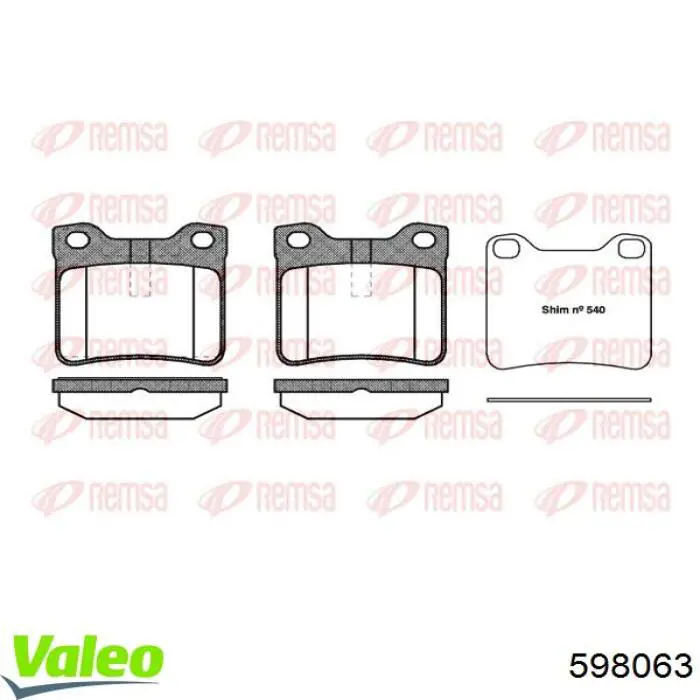 Задні гальмівні колодки VALEO 598063 ціна, від 15.76 USD