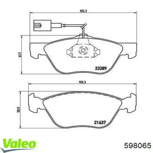 Задні дискові колодки VALEO 598065