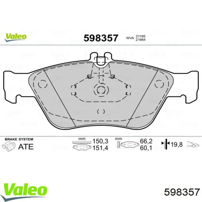 Гальмівні колодки VALEO 598357 ціна, від 22.55 USD