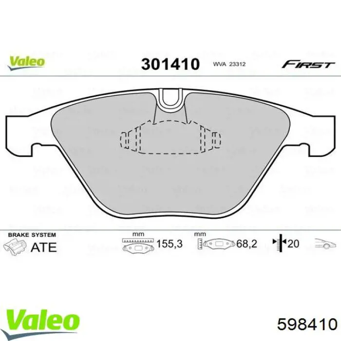 Гальмівні колодки VALEO 598410 ціна, від 33.82 USD