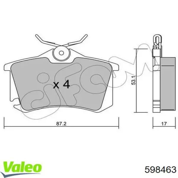 Задні гальмівні колодки 598463 VALEO