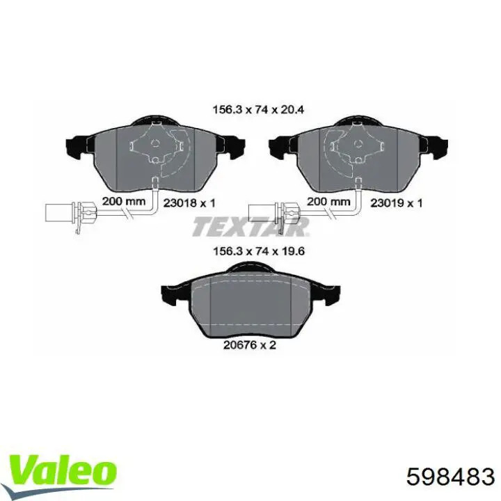 598483 VALEO Передні гальмівні колодки