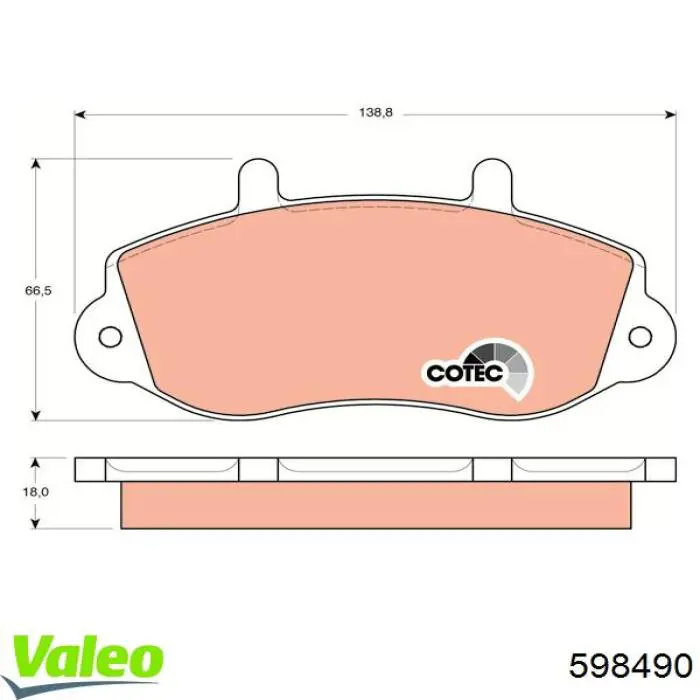 Купити 598490 VALEO Колодки гальмівні передні, дискові
