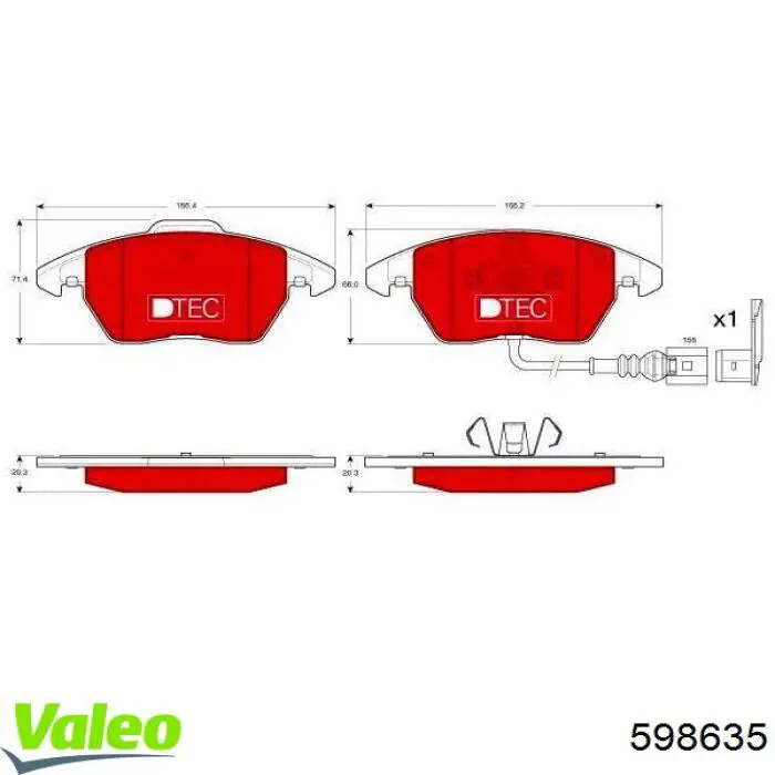 598635 VALEO Передні гальмівні колодки