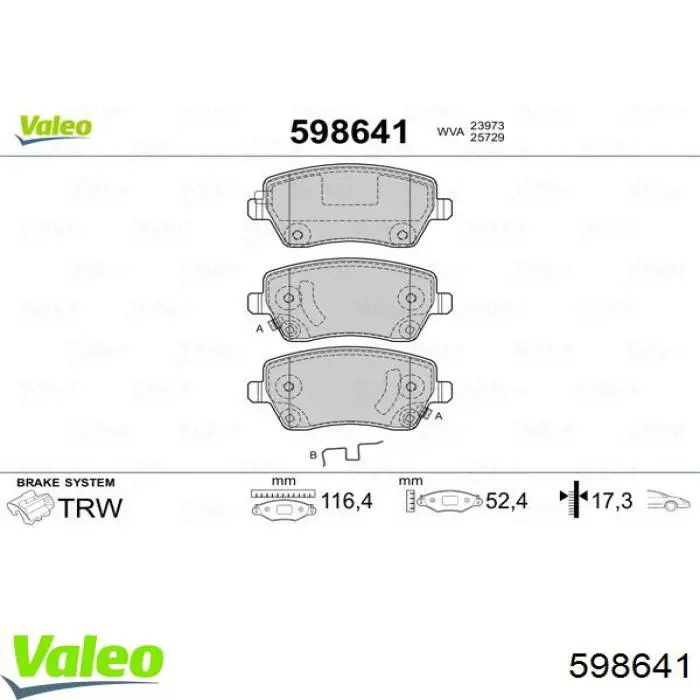 598641 VALEO колодки гальмівні передні, дискові