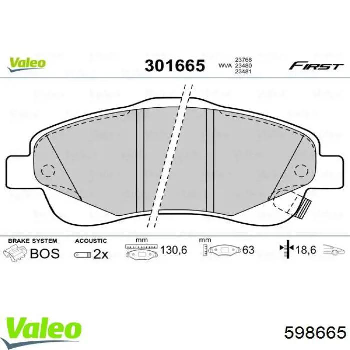 Гальмівні колодки VALEO 598665 ціна, від 25.19 USD