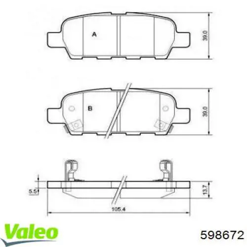 Задні гальмівні колодки VALEO 598672 ціна, від 18.26 USD