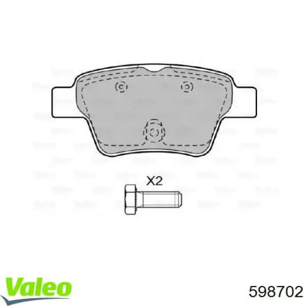 Задні гальмівні колодки 598702 VALEO