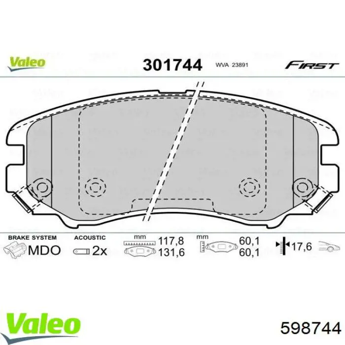 Тормозні колодки VALEO 598744