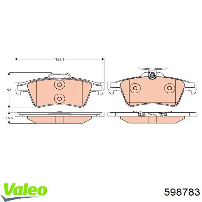 Задні гальмівні колодки 598783 VALEO