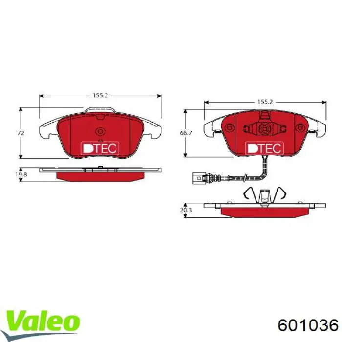 Купити 601036 VALEO Колодки гальмівні передні, дискові