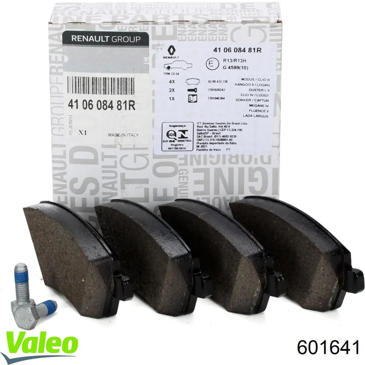 Передні тормозні колодки 601641 VALEO