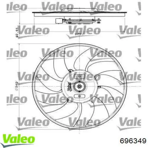 Купити 696349 VALEO Електровентилятор охолодження в зборі (двигун + крильчатка), правий