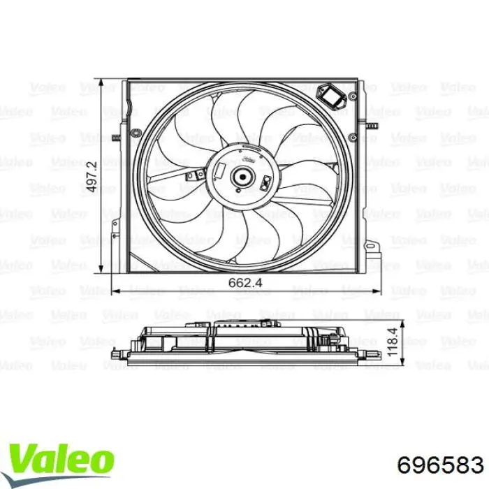Купити 696583 VALEO Дифузор радіатора охолодження, в зборі з двигуном і крильчаткою