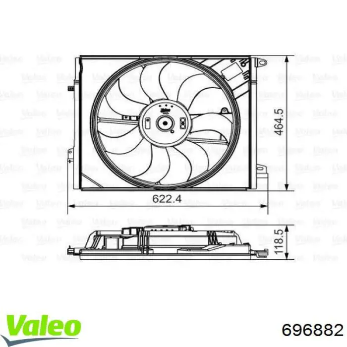 696882 VALEO дифузор радіатора охолодження, в зборі з двигуном і крильчаткою