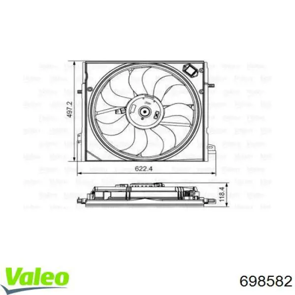 698582 VALEO Дифузор радіатора охолодження, в зборі з мотором і крильчаткою