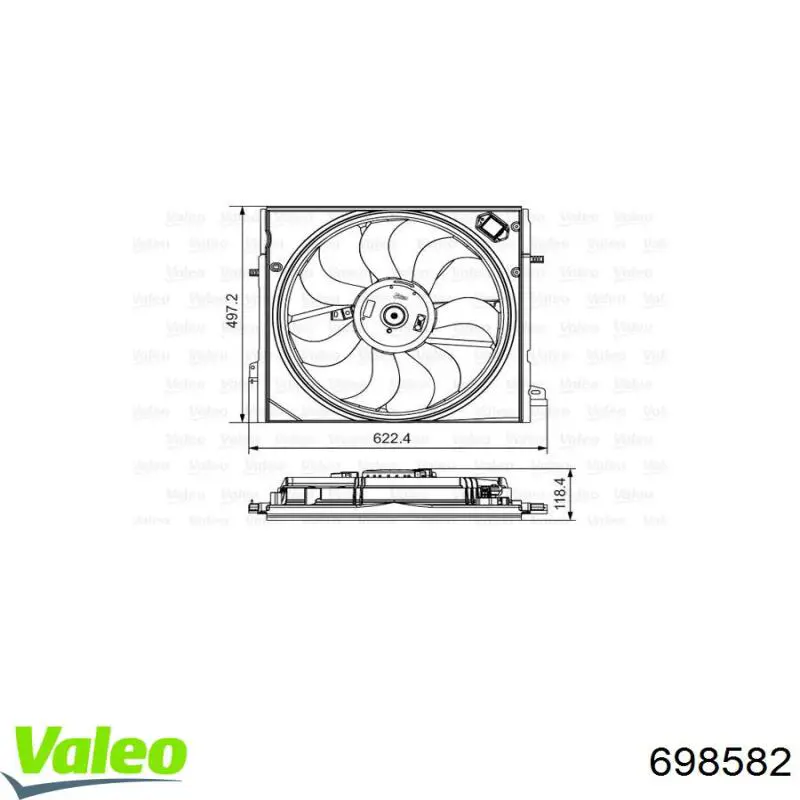698582 VALEO Дифузор радіатора охолодження, в зборі з мотором і крильчаткою