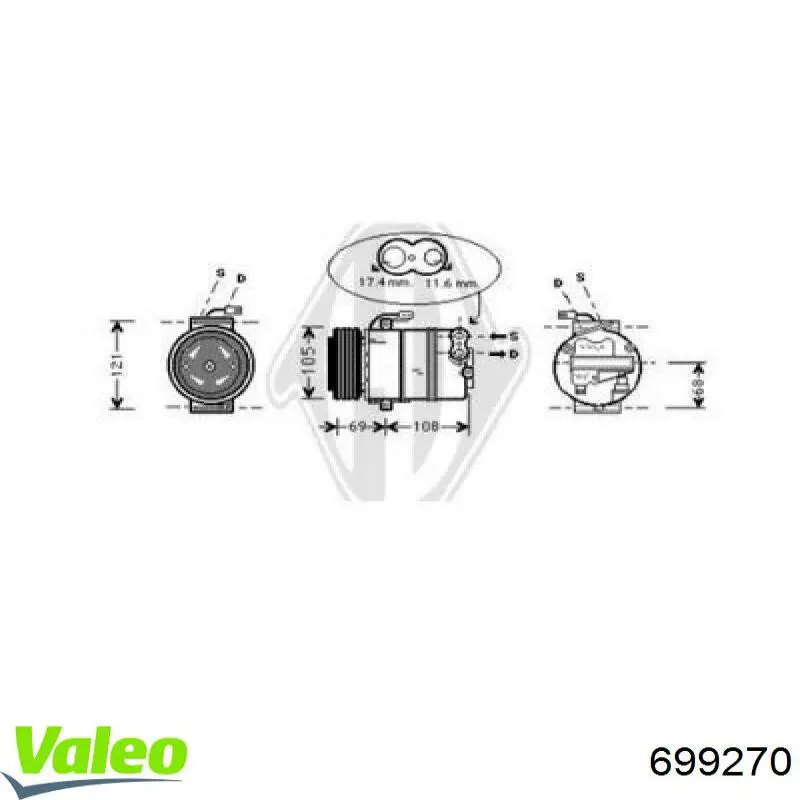 Компресор системи кондиціювання VALEO 699270 ціна, від 238.94 USD