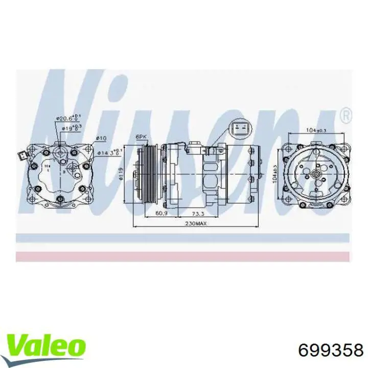 Компресор системи кондиціювання VALEO 699358 ціна, від 121.48 USD