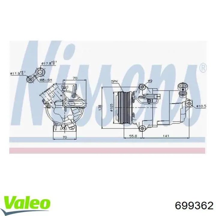 Компресор системи кондиціювання VALEO 699362 ціна, від 257.46 USD
