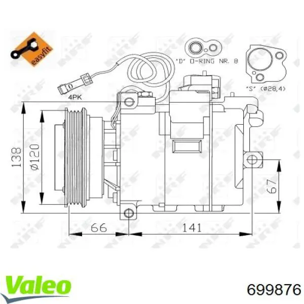 Компресор системи кондиціювання VALEO 699876 ціна, від 78.92 USD