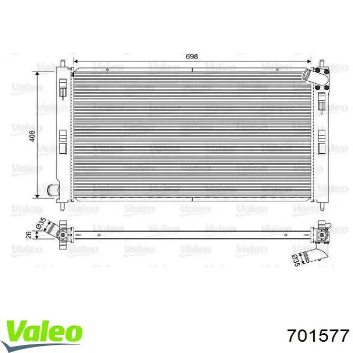 Радіатор основний VALEO 701577 ціна, від 91.60 USD