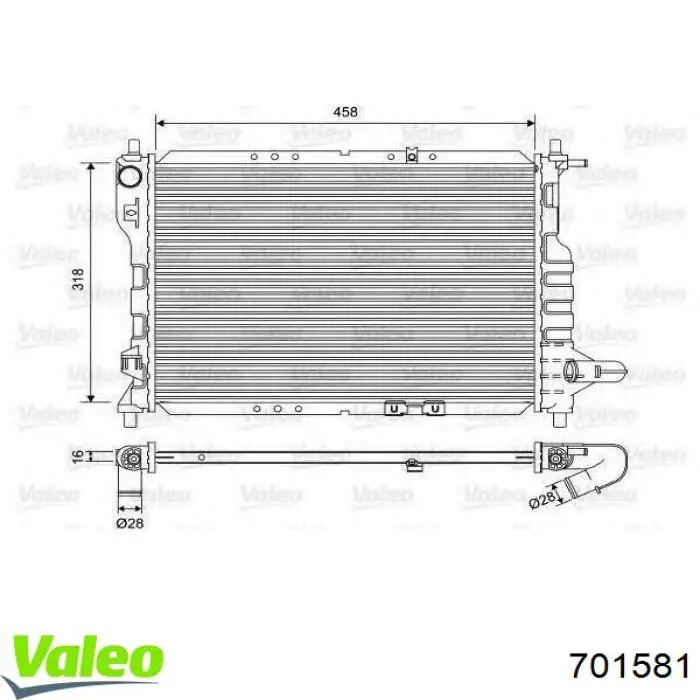 Радіатор основний VALEO 701581 ціна, від 89.70 USD