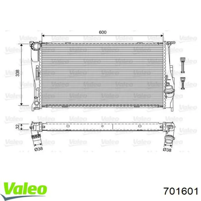 Радіатор основний VALEO 701601 ціна, від 109.41 USD