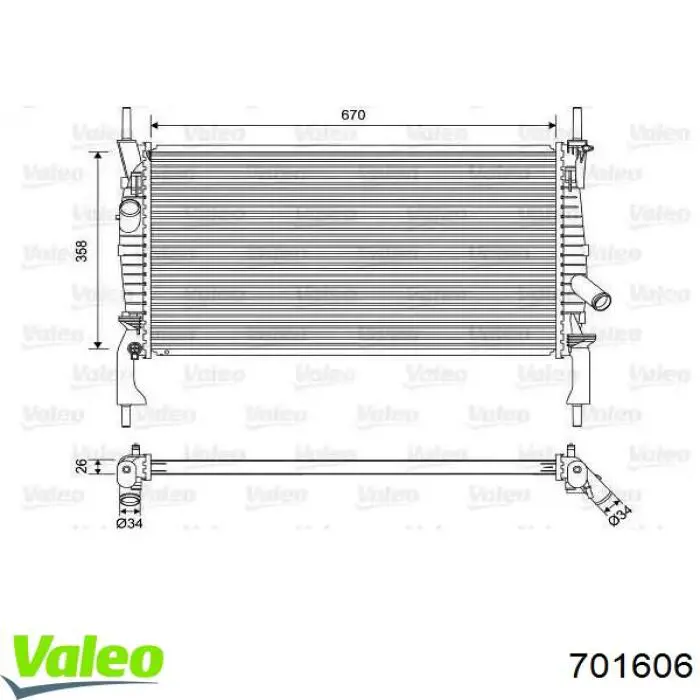 Купити 701606 VALEO Радіатор двигуна