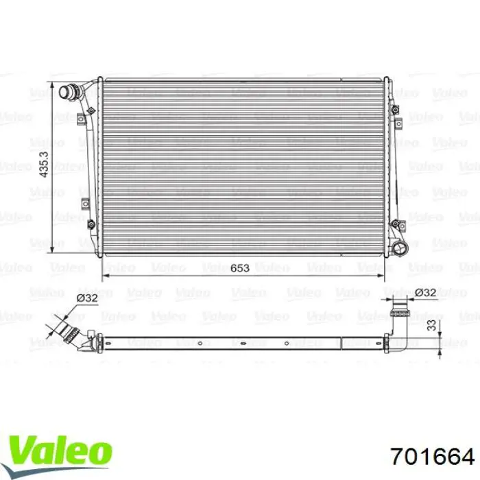 Радіатор основний VALEO 701664 ціна, від 51.86 USD