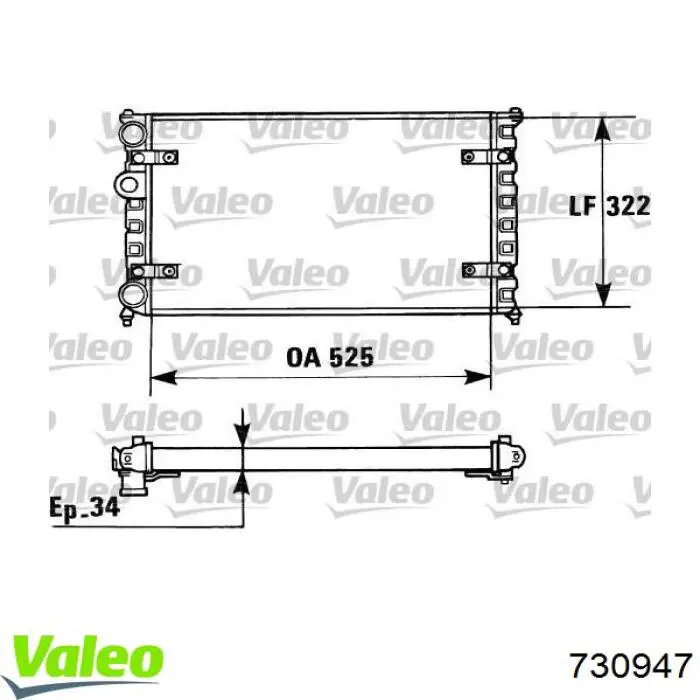 Радіатор охолодження двигуна 730947 VALEO