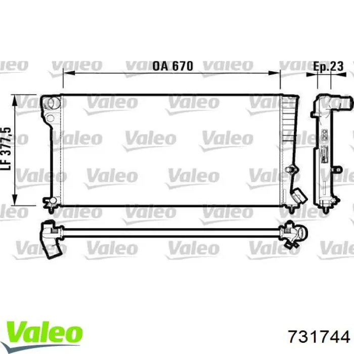 Радіатор охолодження двигуна 731744 VALEO