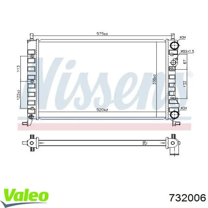 Радіатор охолодження двигуна 732006 VALEO