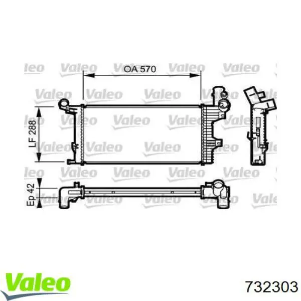 732303 VALEO Радіатор охолодження двигуна, додатковий