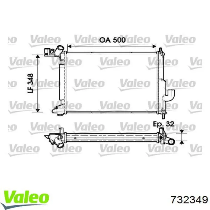 Радіатор охолодження двигуна 732349 VALEO