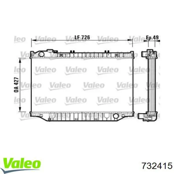 Радіатор основний VALEO 732415 ціна, від 104.70 USD
