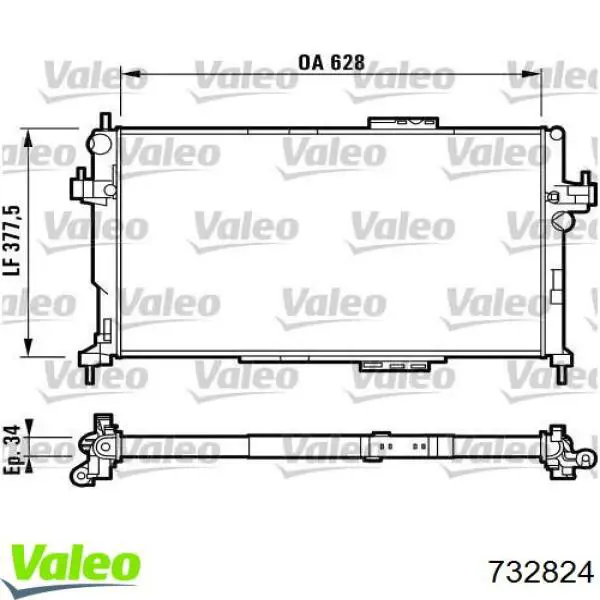 Радіатор охолодження двигуна 732824 VALEO