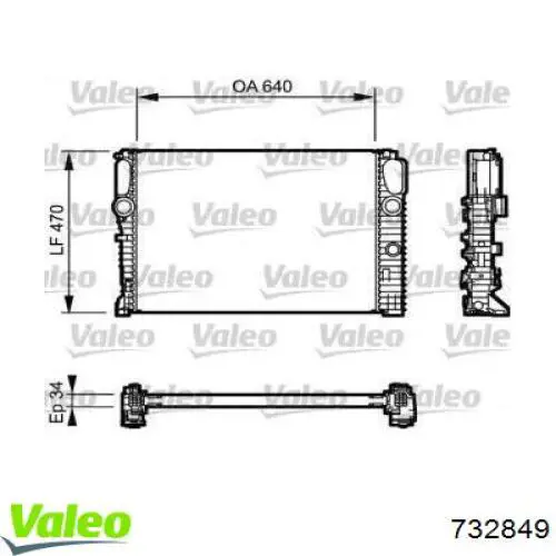 Радіатор основний VALEO 732849 ціна, від 147.45 USD