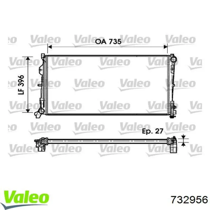 Радіатор охолодження двигуна 732956 VALEO