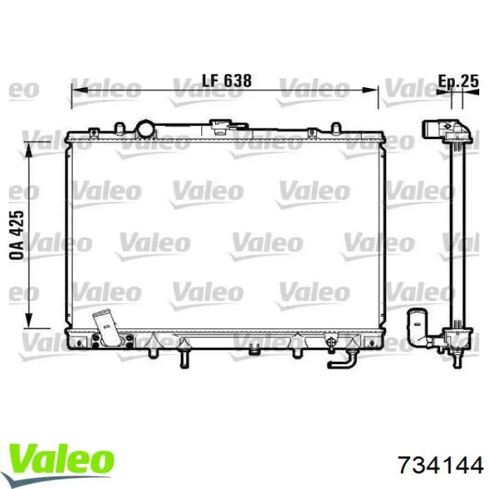 Радіатор охолодження двигуна 734144 VALEO