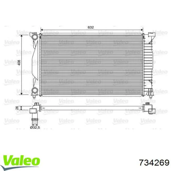 Радіатор охолодження двигуна 734269 VALEO