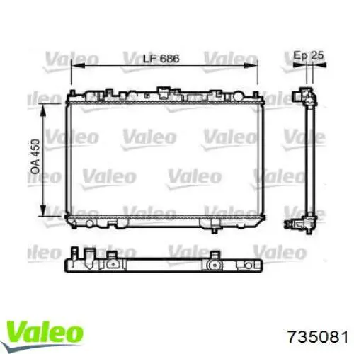 Радіатор охолодження двигуна 735081 VALEO