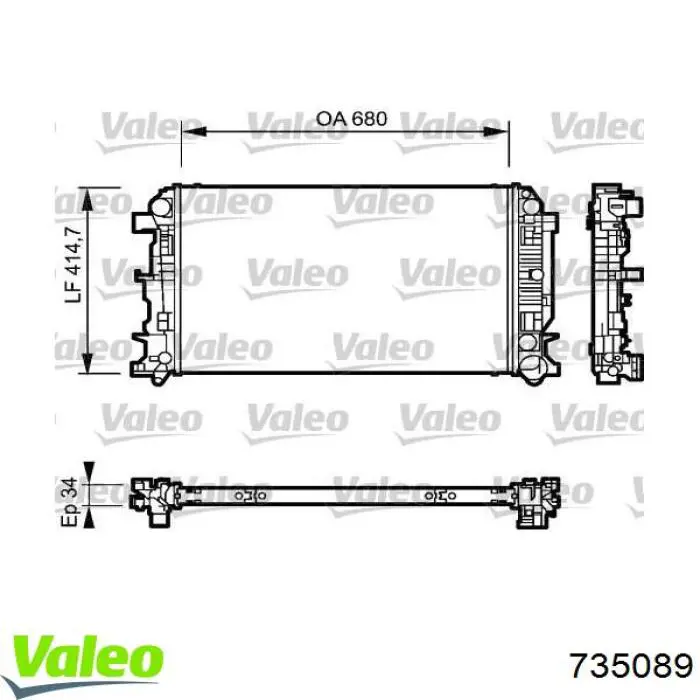 Купити 735089 VALEO Радіатор двигуна